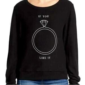 Wildfox “If You Like It” Engagement Ring Sweatshirt S Black Cozy Bridal Pullover